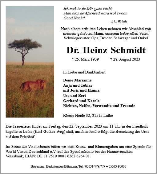 Profilbild von Dr. Heinz Schmidt