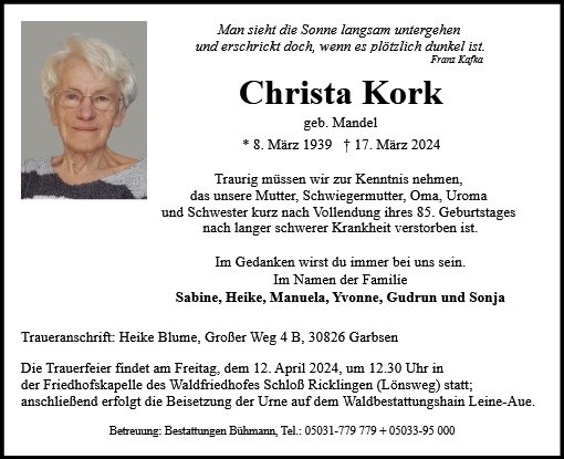 Profilbild von Christa Kork